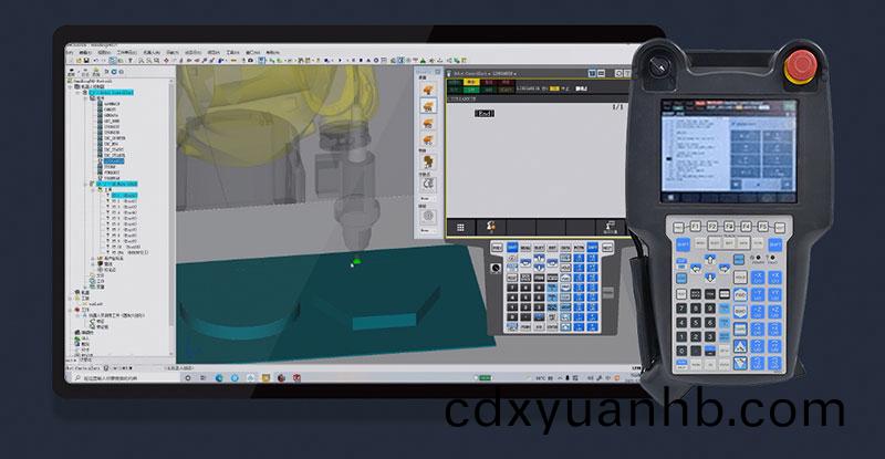 三维机器人激光切割(ge)机,三维激光切割机,3D激光切割机(ji),手动示教
